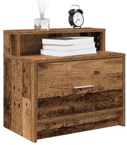 858682 vidaXL Нощно шкафче с чекмедже, старо дърво, 51x31x47 см