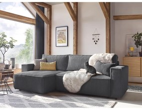 Тъмносив велурен разтегателен диван Nihad - Bobochic Paris