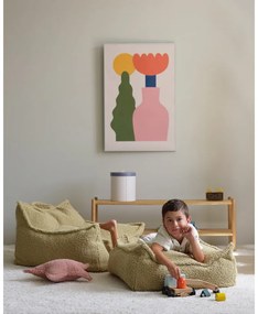 Зелен детски пуф от букле Square – Wigiwama