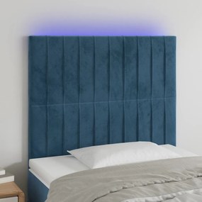 3122696 vidaXL LED горна табла за легло, тъмносиня, 80x5x118/128 см, кадифе