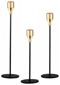 Комплект от 3 свещника — черно/златисто