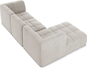 Бежов кадифен ъглов диван (ляв ъгъл) Aloha – Makamii