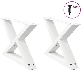 4012689 vidaXL Крака за масичка за кафе, 2 бр., бели, 60 x (30-31,3) см, стомана