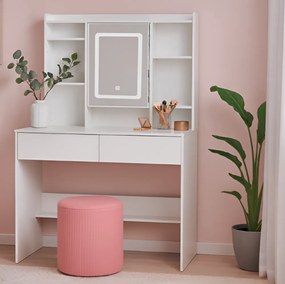 Тоалетка с LED огледало и място за съхранение на бижута