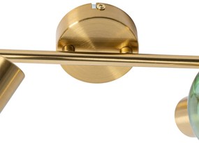 Прожектор в стил Арт Деко златен със зелено стъкло 2-светлина - Vidro