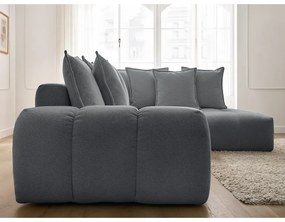 Тъмносив шенилов сгъваем/с място за съхранение ъглов диван (десен ъгъл/L форма) Everest – Bobochic Paris