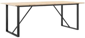 3282679 vidaXL Трапезна маса О-образна рамка 200x100x75 см бор масив и чугун