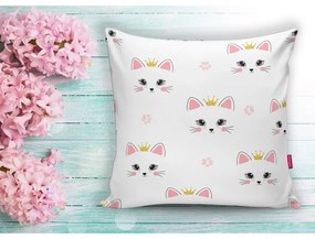 Детска калъфка за възглавница 43x43 cm White Pink Cat – Mila Home