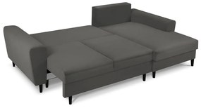 Тъмносив разтегателен ъглов диван с място за съхранение от рипсено кадифе (десен ъгъл) Kyoto – Cosmopolitan Design