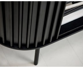 Черен шкаф в дъбов декор 125x110 cm Siena - Unique Furniture