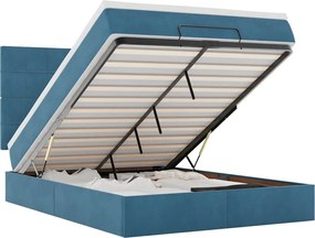 3314322 vidaXL Османска легло с матраци и LED, тъмносиньо, 140x190 см, кадифе