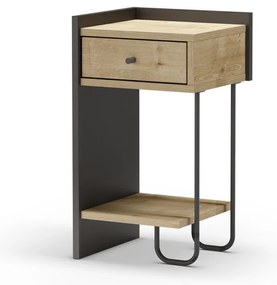 Нощно шкафче с рафтове от черен/естествен дъб Mercure - Marckeric