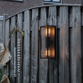 Индустриална стенна лампа черна 38 см 2-лампи IP44 - Charlois