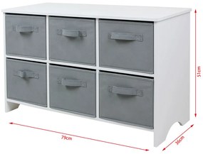 GINGER HOME Скрин с 6 кутии за съхранение WHITE/GREY