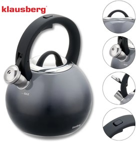 Свирещ чайник Klausberg KB 7955, 3l, Термоизолирана дръжка, Многослойно дъно, Индукция, Тъмносив графит