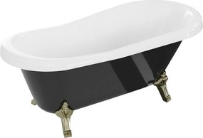 Mexen Retro Свободно стояща вана 150 x 73 см, бяла/черна, златни крака - 53251507375-50
