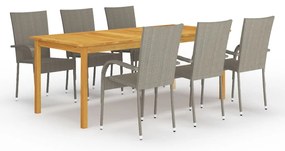 3067879 vidaXL Градински трапезен комплект, 7 части, сив