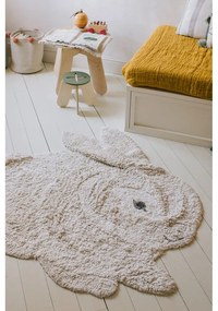 Светлосив ръчно изработен памучен детски килим подходящ за пране 130x135 cm Bunny – Lorena Canals