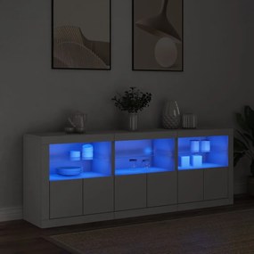 Sonata H Сайдборд с LED светлини, бял, 181,5x37x67 см