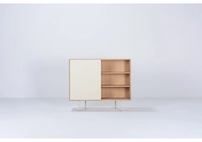 Бял/естествен нисък скрин от масивен дъб 118x100 cm Fina – Gazzda