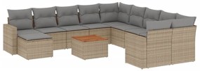 3224421 vidaXL Градински диван с възглавници, 12 части, бежов полиратан