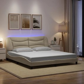 3213723 vidaXL Рамка за легло с LED без матрак Cream 180x200 cm Fabric