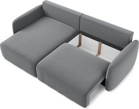 Сив кадифен сгъваем/с място за съхранение ъглов диван (ляв ъгъл) Kalena – Makamii