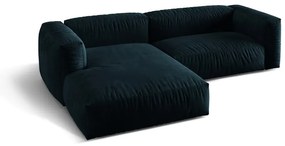 Тъмносин кадифен модулен ъглов диван (ляв ъгъл) Martina – Micadoni