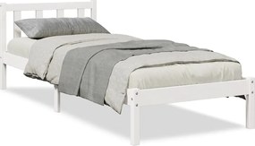 852447 vidaXL Рамка за легло без матрак, бял, 100x220 см, борово дърво масив