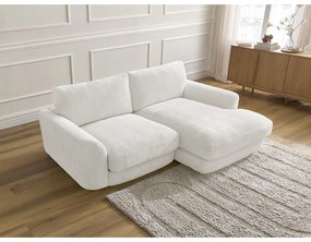 Бял шенилов ъглов диван (десен ъгъл) Leonore – Bobochic Paris