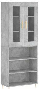 3198717 vidaXL Висок шкаф, бетонно сив, 69,5x34x180 см, инженерно дърво
