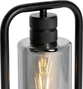 Модерна настолна лампа черна с опушено стъкло - Stavelot