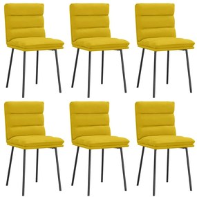 3315659 vidaXL Трапезни столове, 6 бр, жълти, кадифе