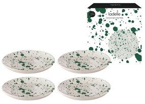 Бяло-зелени десертни чинии в комплект от 4 части, изработени от керамика ø 18 cm Carnival - Ladelle