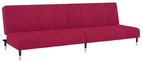 375879 vidaXL 2-местно разтегателно канапе, виненочервено, кадифе