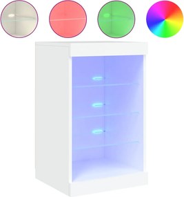 836721 vidaXL Сайдборд с LED светлини, бял, 41x37x67 см