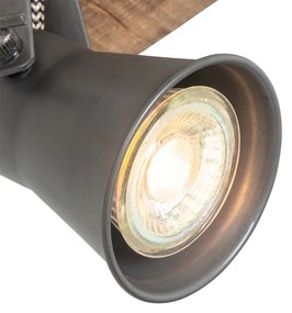 Ръстичен прожектор черен с дърво регулируем - Jelle