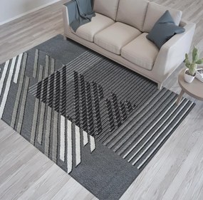 Дизайнерски килим в сиво с ивици Широчина: 160 см | Дължина: 220 см