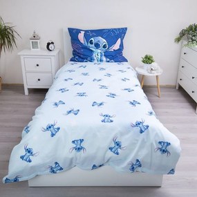 Синьо единично памучно детско спално бельо 140x200 cm Lilo &amp; Stitch "Aloha" – Jerry Fabrics