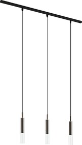 Модерна релсова осветителна система черна с 3 висящи лампи тъмен бронз 1-фазна - Slimline Loyce