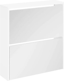 243046 vidaXL Шкаф за обувки с двойно огледало, бял, 63x17x67 cм