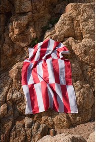 Червена/светлосиня памучна плажна кърпа 100x160 cm Su – noo.ma