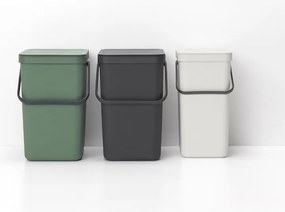 Кош за разделно събиране на боклук Brabantia Sort&Go 1005516, 16 л, Дръжка, Възможност за стенен монтаж, Светлосив