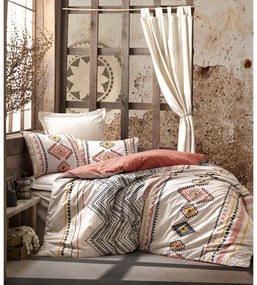 Памучно спално бельо за единично легло в бежово и тухлено 140x200 cm Felix - Mijolnir