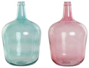 Ваза DKD Home Decor Зелен Розов калено стъкло 25 x 25 x 40 cm (2 броя)