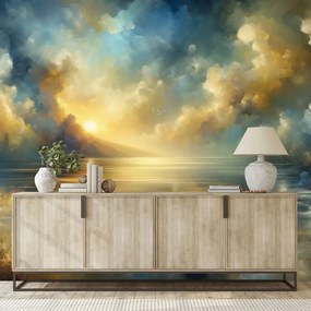 Самозалепващ тапет – Златно слънце над синята вода