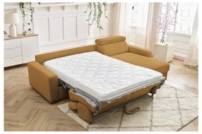 Разтегателен ъглов диван от рипсено кадифе в цвят горчица (променлив) Monaco – Bobochic Paris