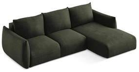 Зелен сгъваем ъглов диван (десен ъгъл) Leila – Makamii