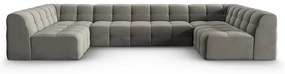 Ъглов диван от сиво кадифе (U-образен) Kendal - Micadoni Home