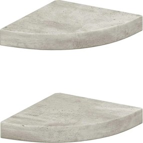 326634 vidaXL Стенни ъглови рафтове, 2 бр, бетонно сиво, 25x25x3,8 см, МДФ